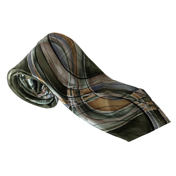 J Garcia Emerald City Collection Fifty Three Necktie Silk Green Gold Office Work - Picture 1 of 7